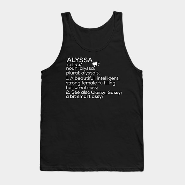 Alyssa Name Alyssa Definition Alyssa Female Name Alyssa Meaning Tank Top by TeeLogic